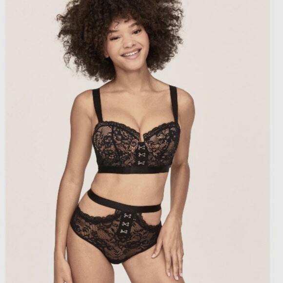 sexy racy lacy blue contour balconette bra & panty set. - Picture 2 of 6